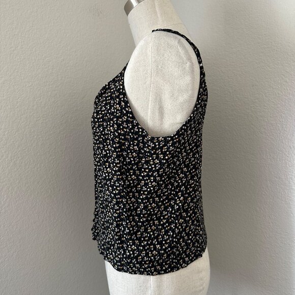 Madewell V Neck Camisole Button Up Spaghetti Straps Black & Floral Print 4 - Picture 5 of 11
